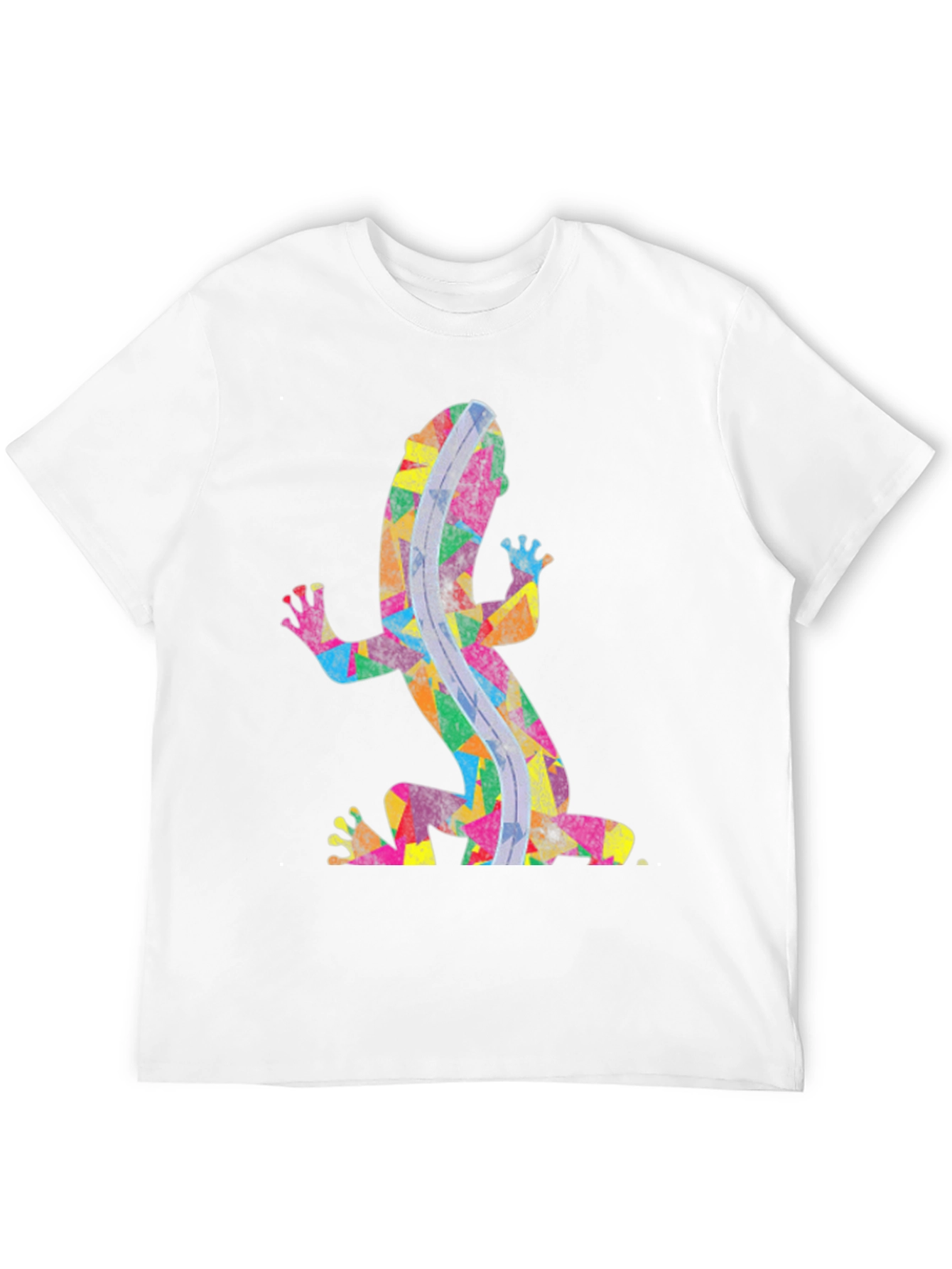 Black Colorful Gecko Print Black T-Shirt view 12