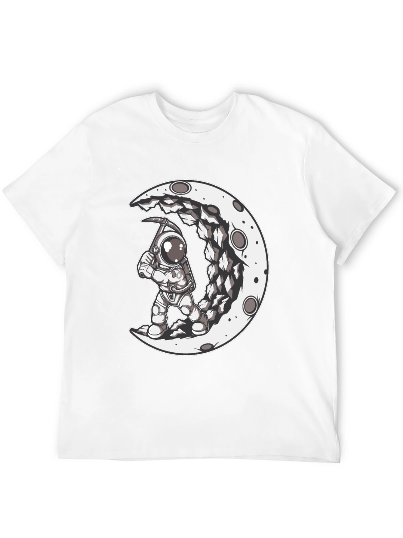 Black Astronaut Moon Mining Black Graphic T-Shirt view 12