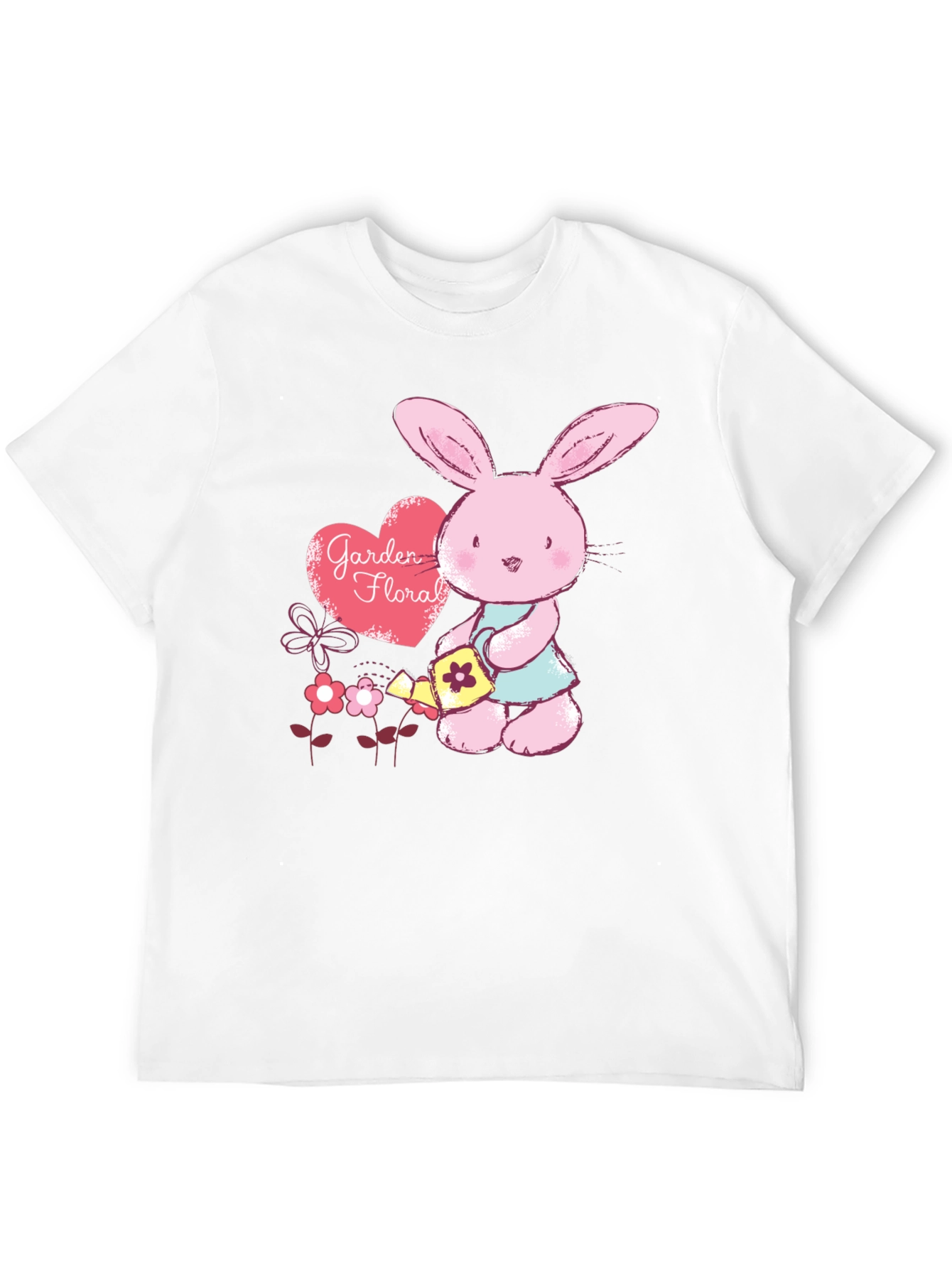 Black Cute Bunny Gardener T-Shirt - Floral Garden Design view 12