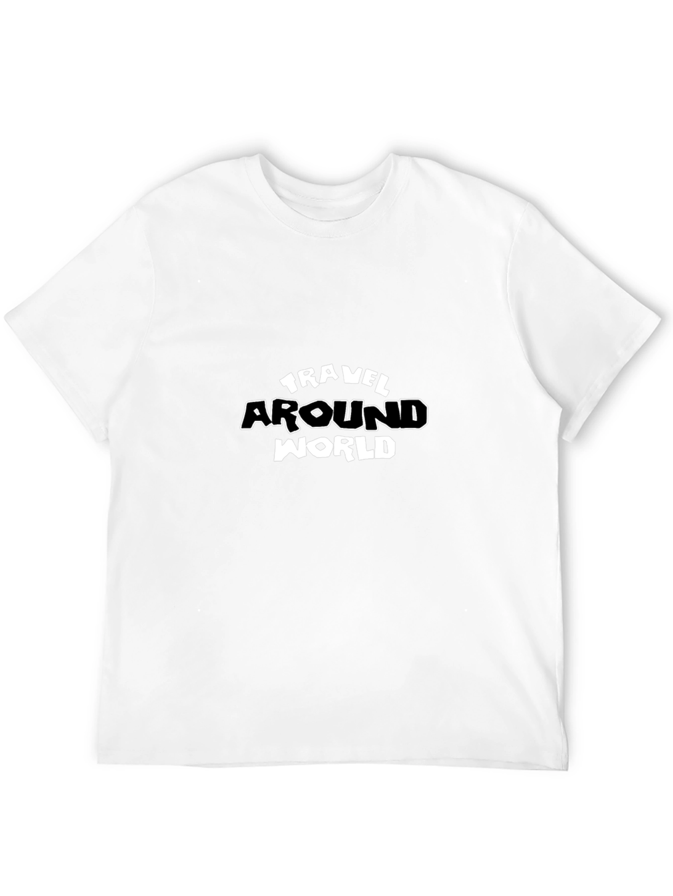 Black Travel Around World Graphic Tee - Black Cotton T-Shirt view 12