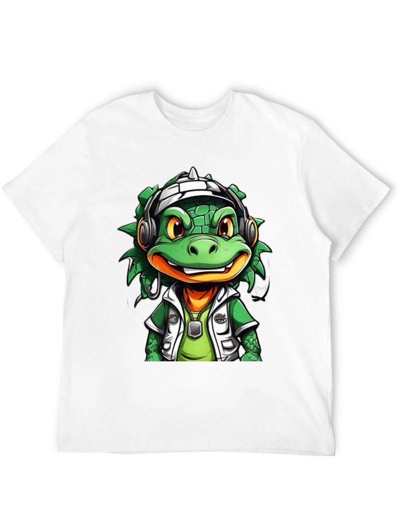 Black Cool Cartoon Lizard Graphic T-Shirt view 12