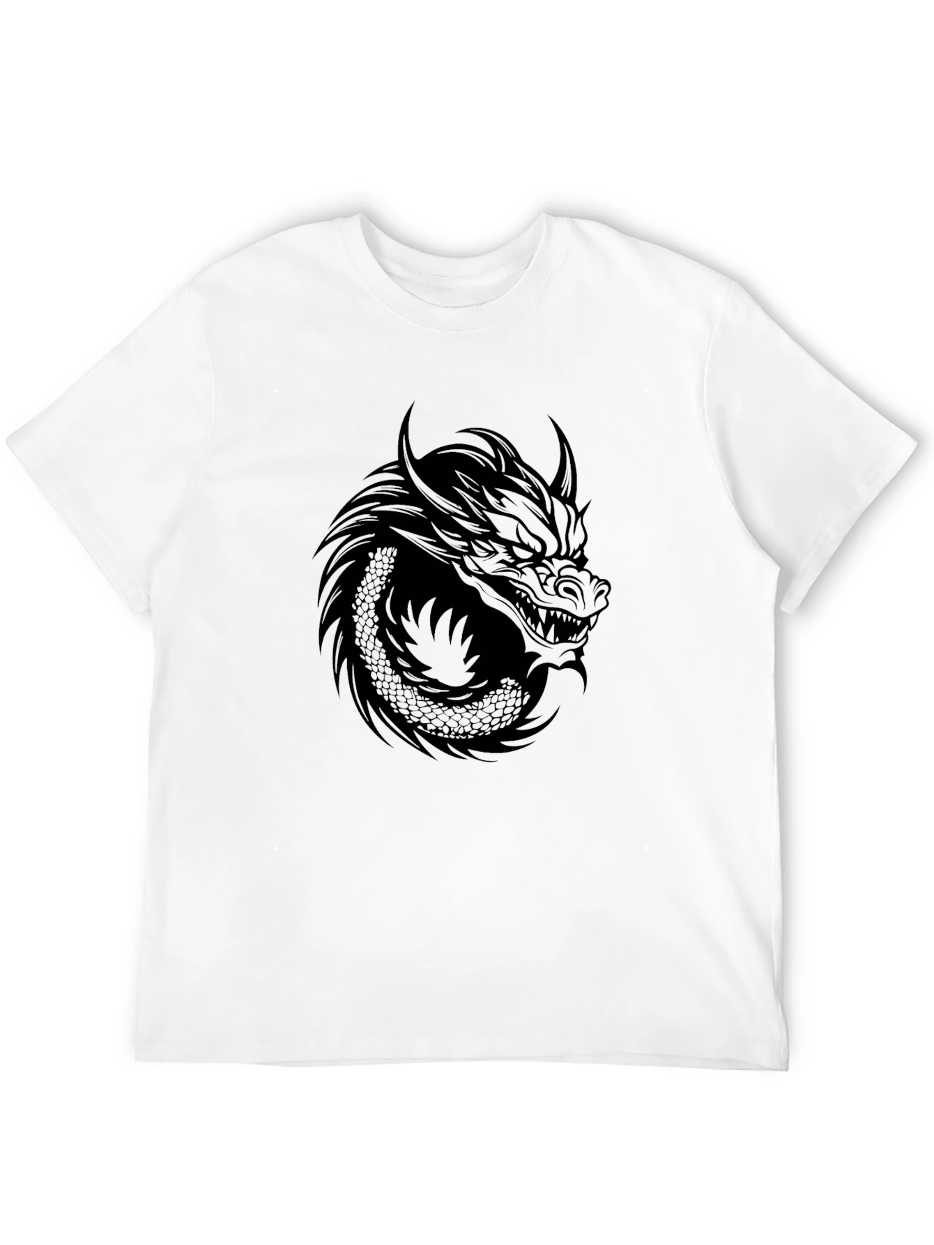 Black Men's Black Dragon Graphic Tee - Stylish Crew Neck T-Shirt view 12