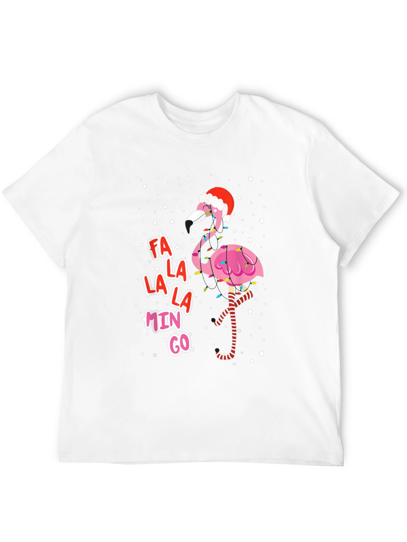 Black Festive Flamingo Christmas Tee - Fa La La La Mingo! view 12