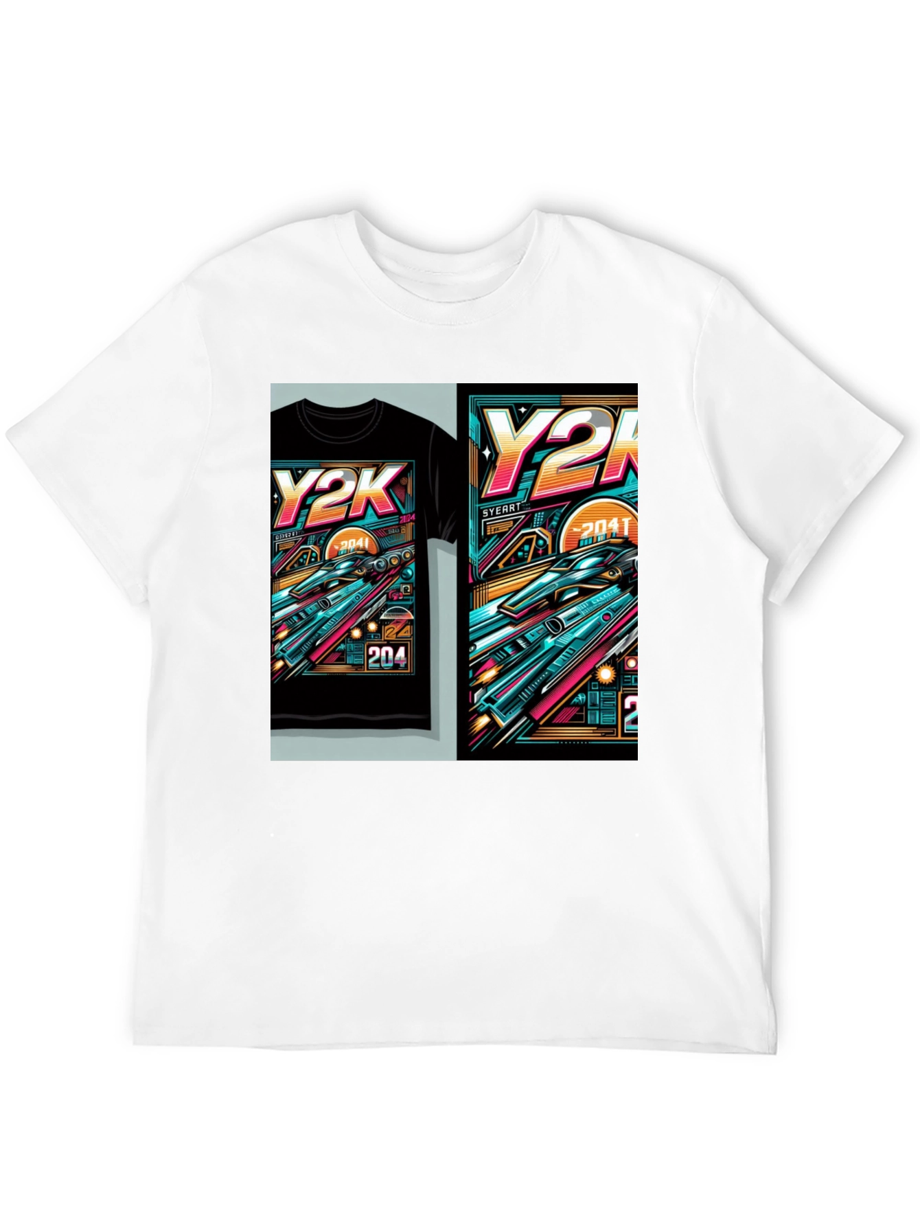Black Y2K Graphic Tee - Retro Futuristic Design view 12