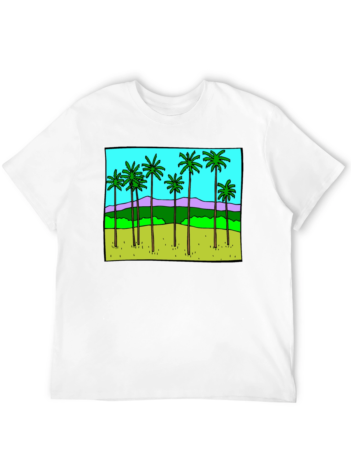 Black Palm Tree Graphic Tee - Black Casual T-Shirt view 12