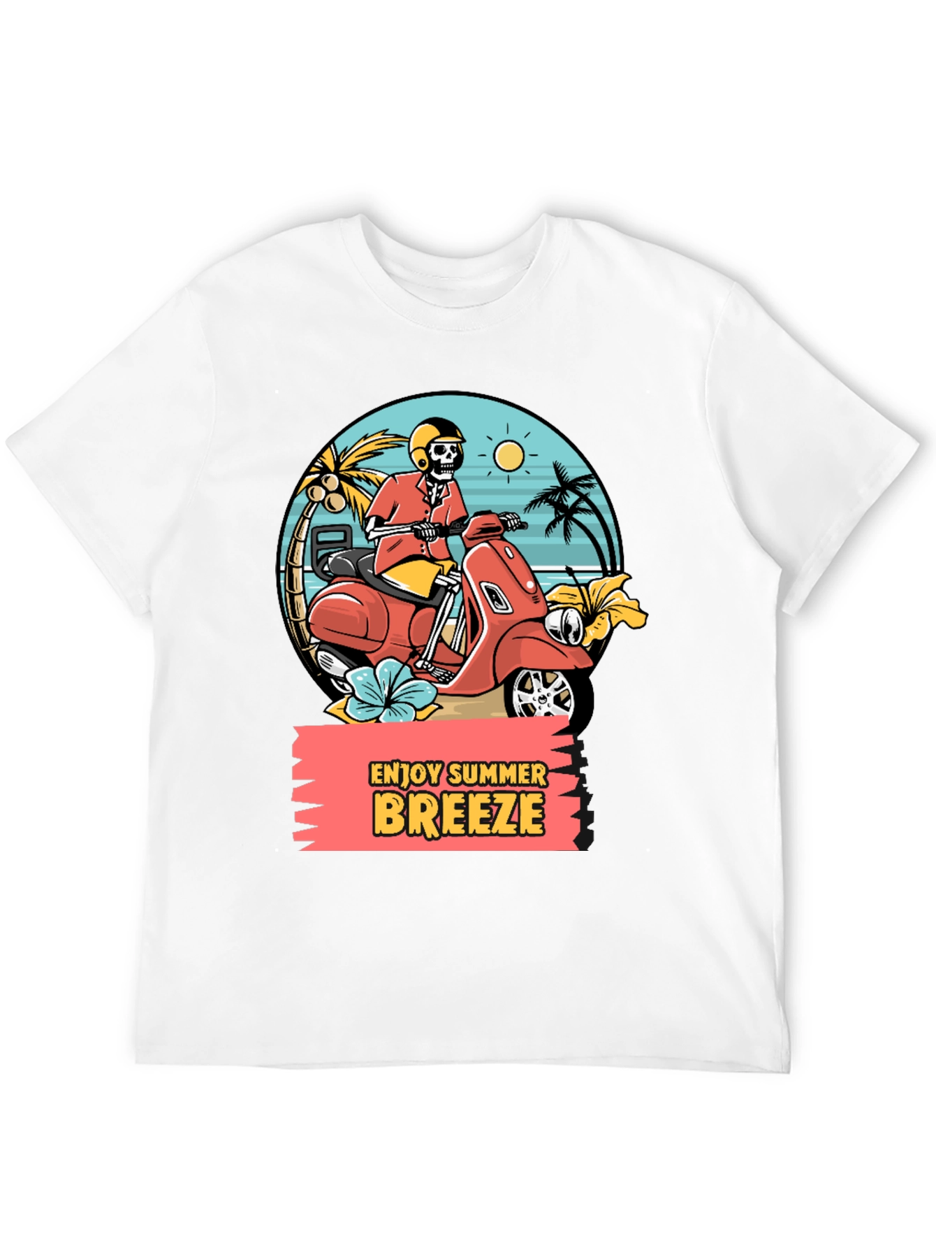 Black Summer Breeze Skeleton Scooter Graphic Tee view 12