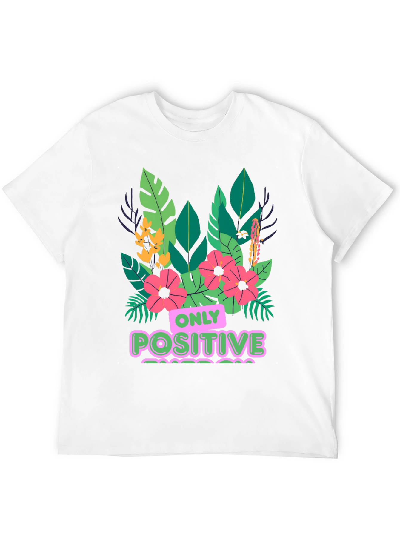 Black Positive Vibes T-Shirt - Floral Graphic Tee view 12