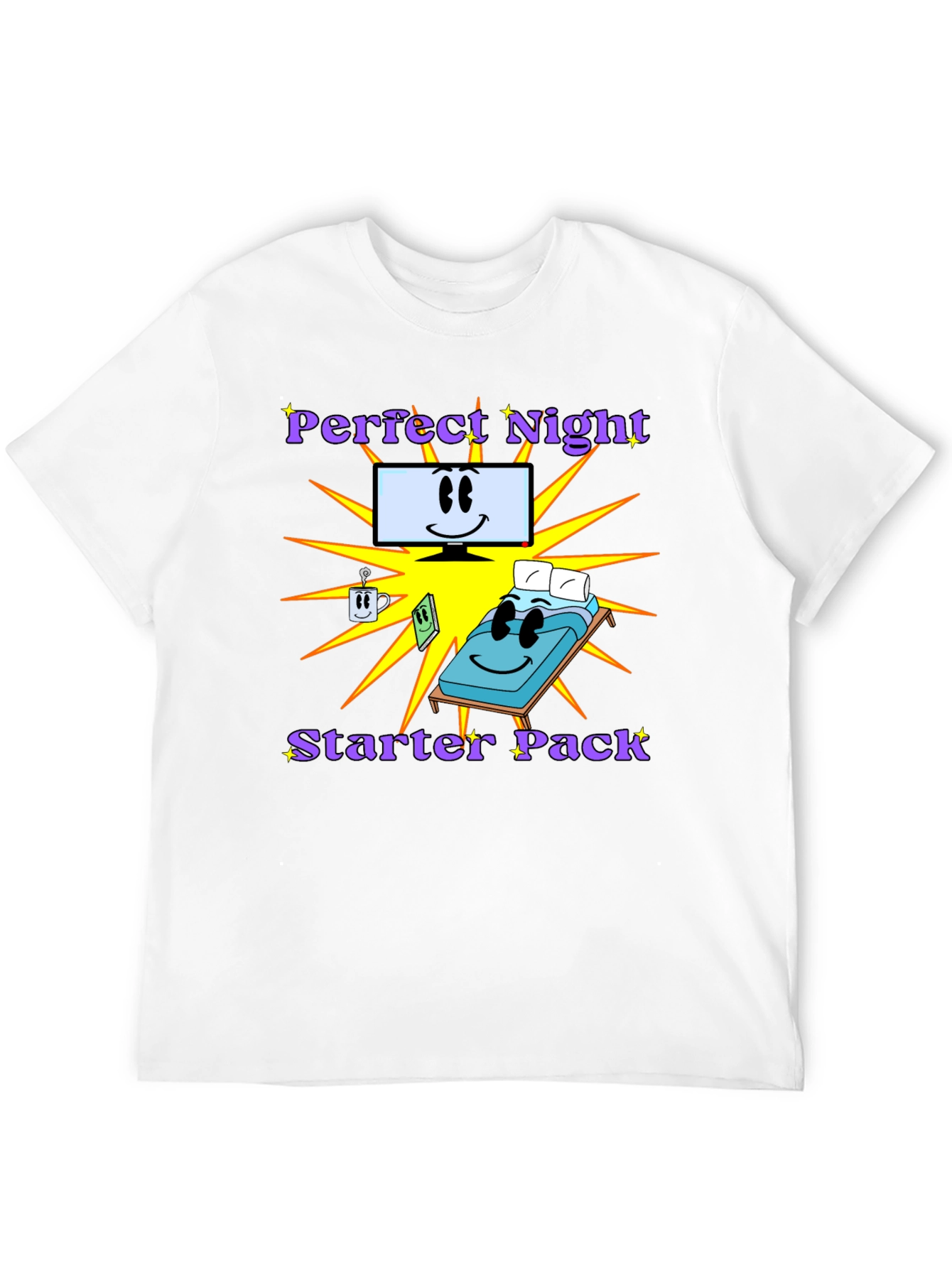 Black Perfect Night Starter Pack T-Shirt - Comfy Cartoon Tee view 12