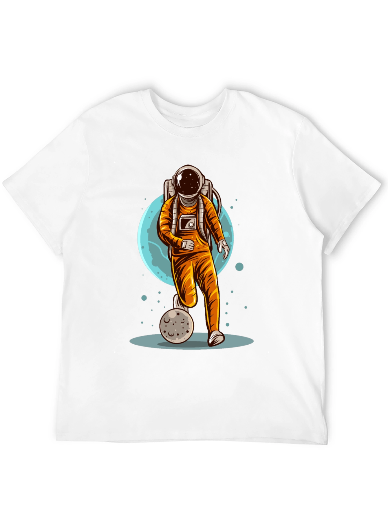 Black Astronaut Soccer T-Shirt - Space Graphic Tee view 12
