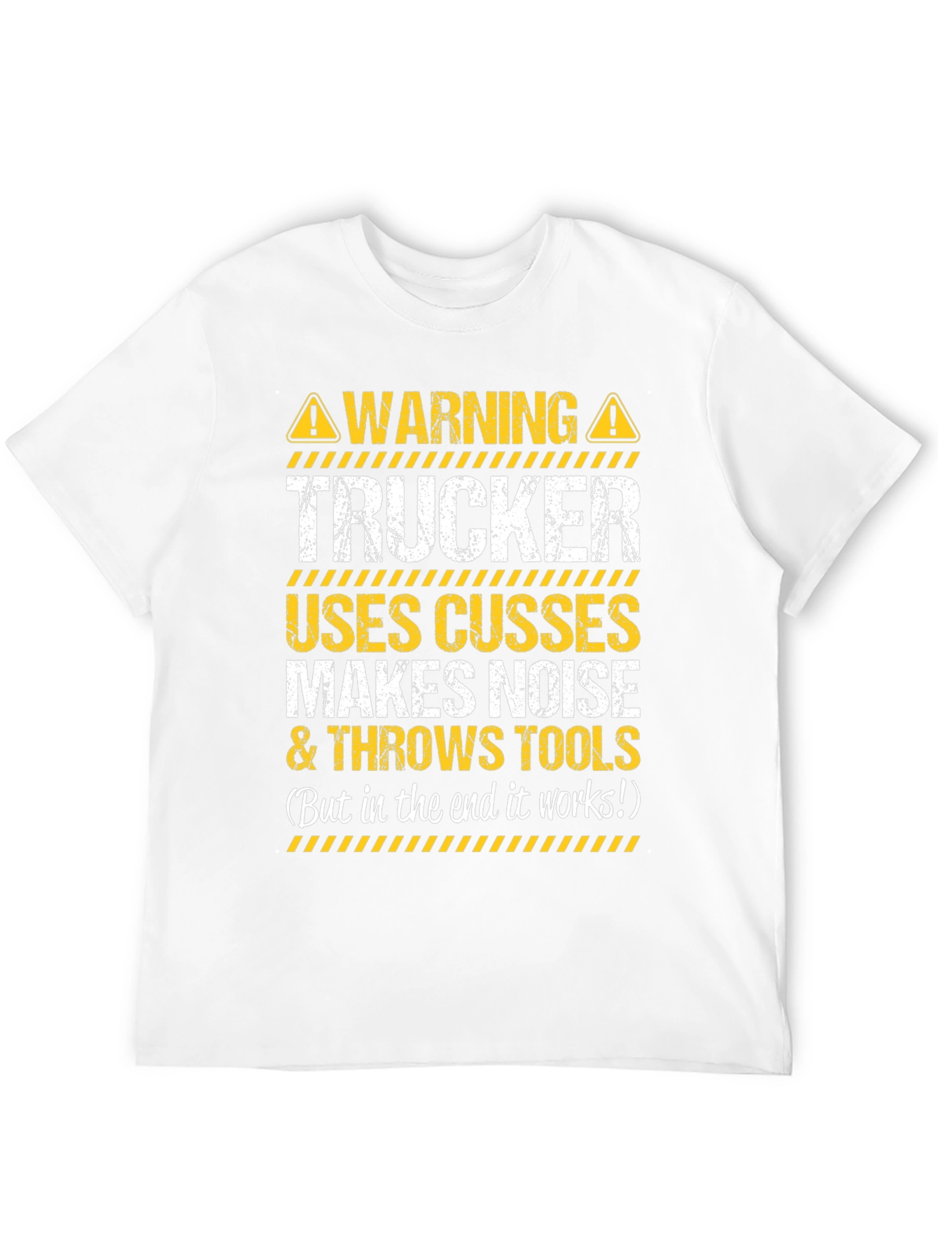 Black Warning Trucker T-Shirt - Funny Novelty Tee view 12