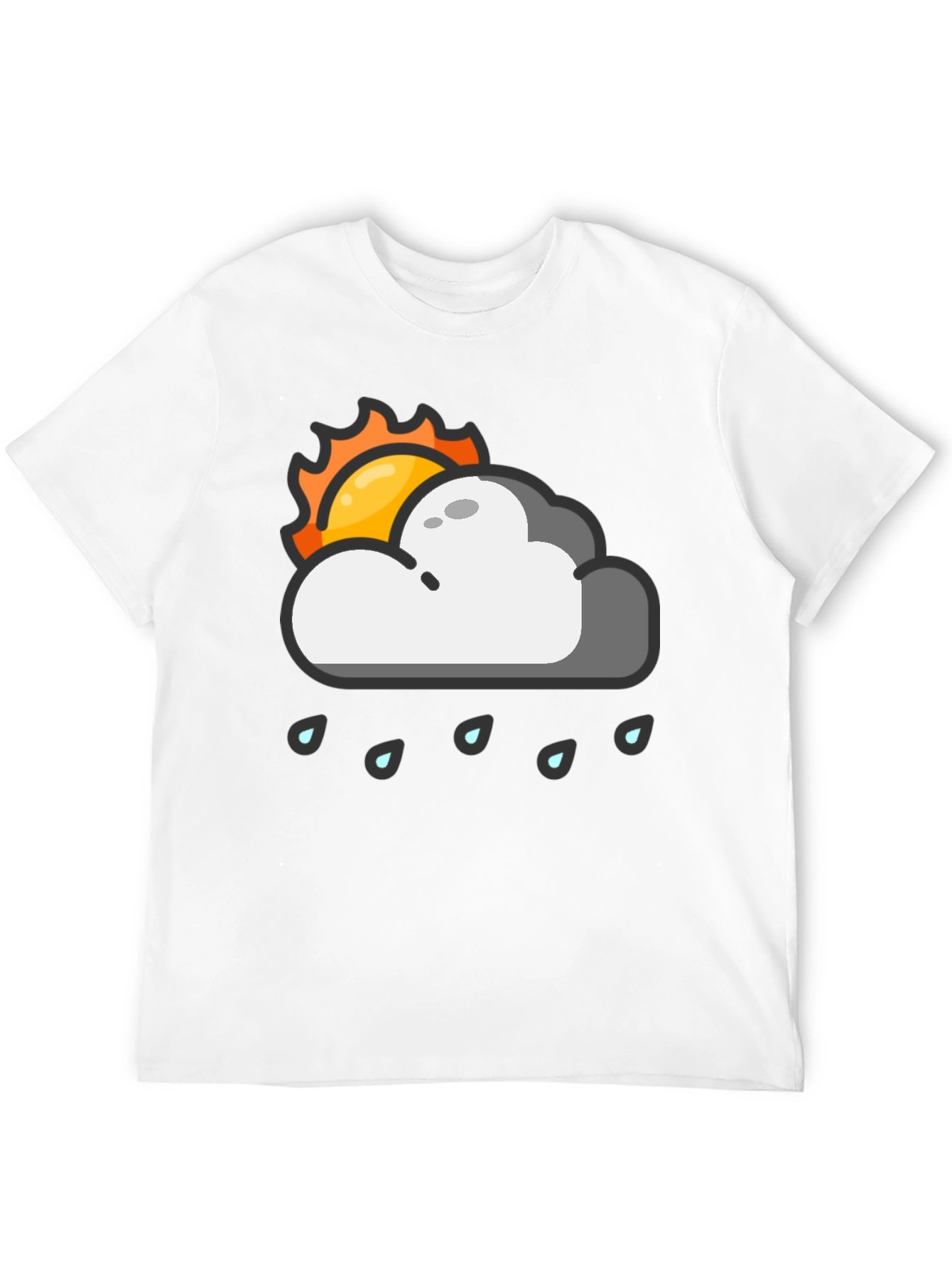 Black Rainy Day Sun Graphic Tee - Black Cotton T-Shirt view 12