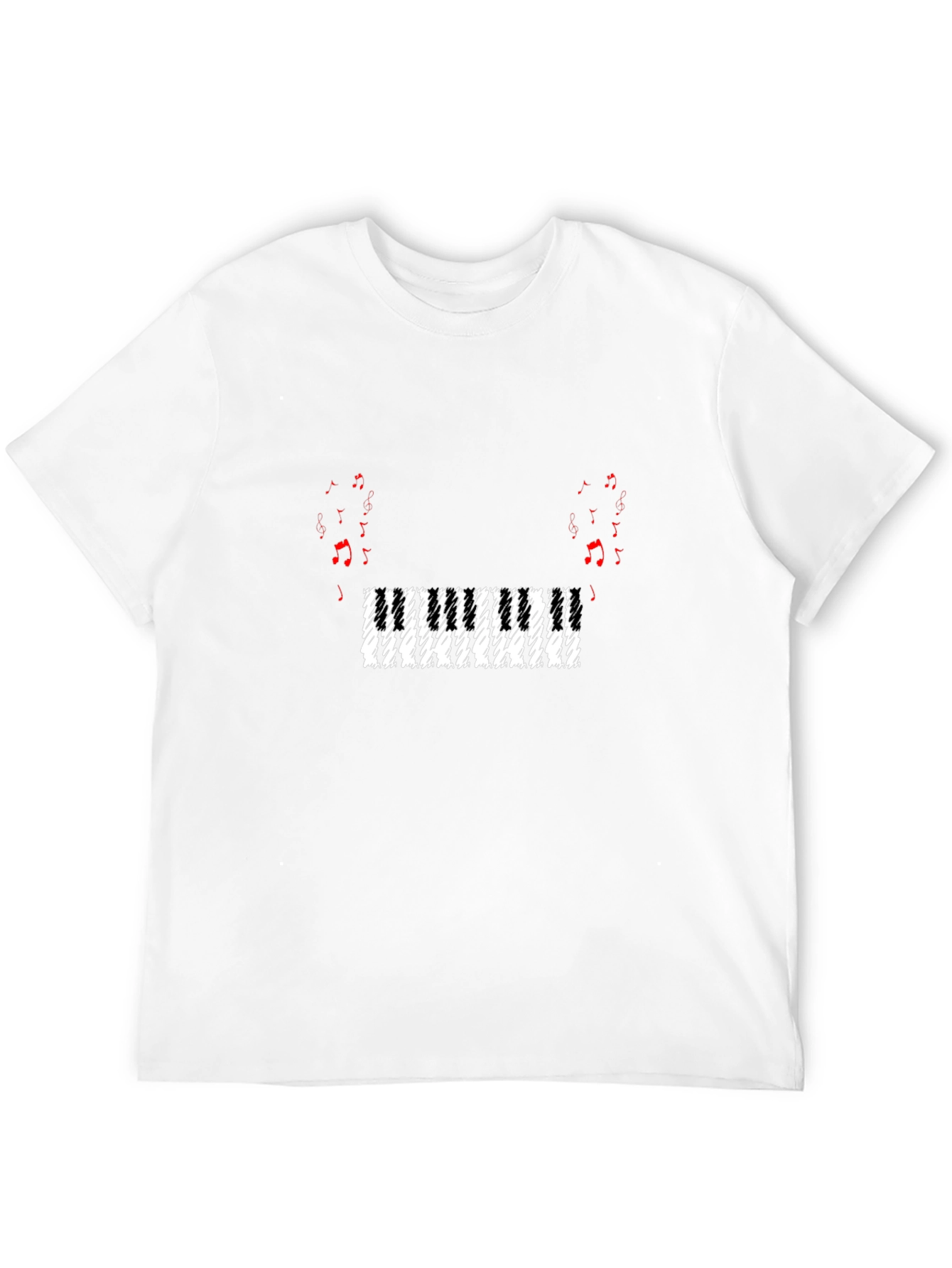 Black Piano Keys Music Notes Graphic T-Shirt view 12