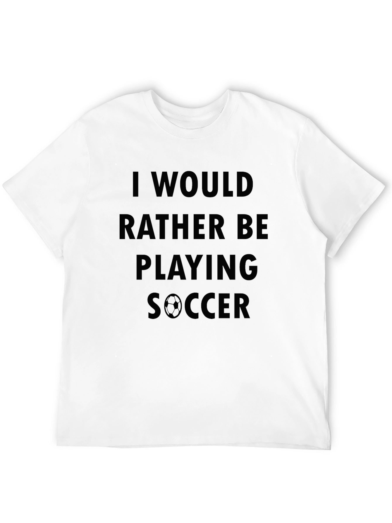 Black Soccer Fan T-Shirt: Rather Be Playing Soccer - Soft Cotton view 12
