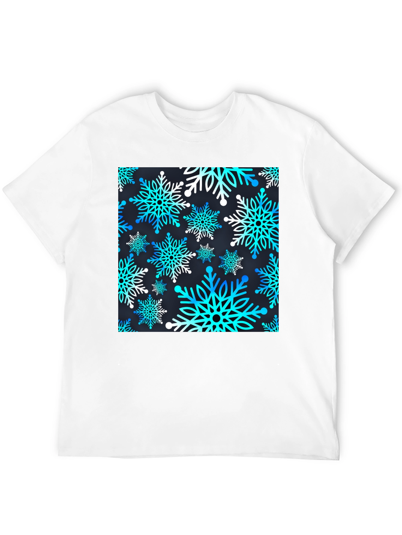 Black Snowflake Pattern T-Shirt view 12