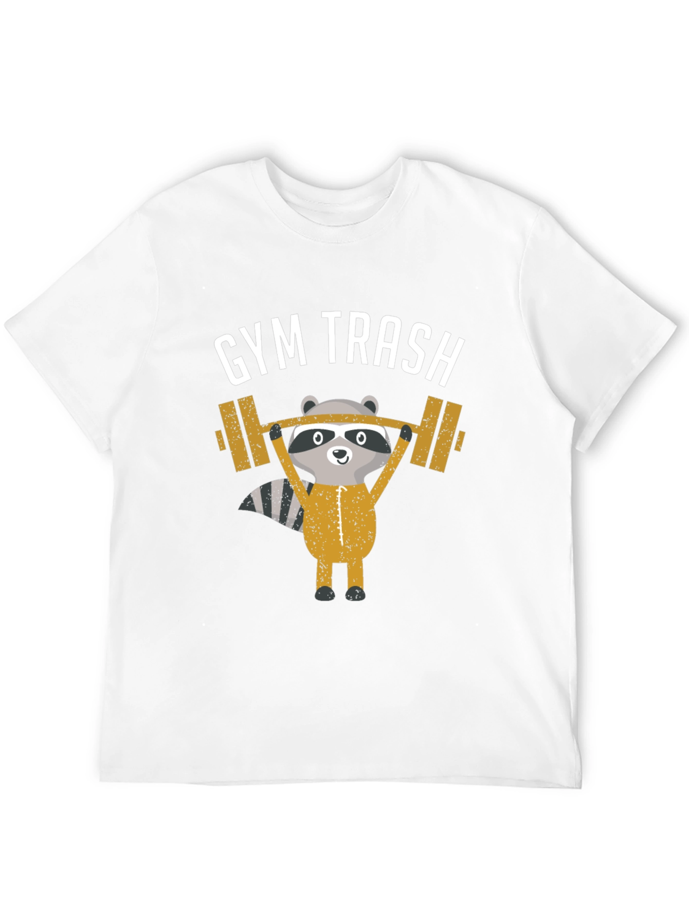 Black Gym Trash Raccoon Weightlifting T-Shirt view 12