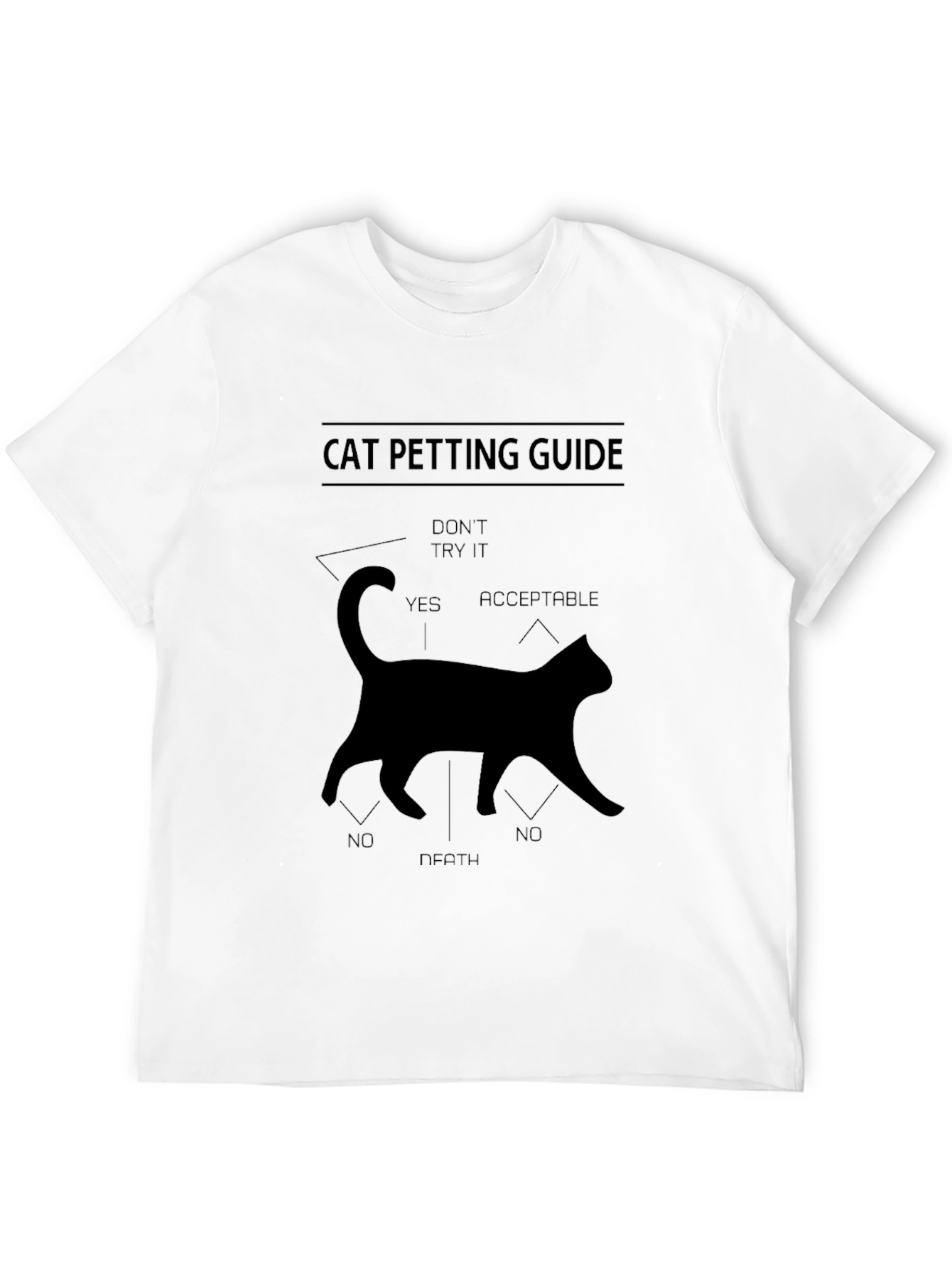 Black Cat Petting Guide Black T-Shirt view 12
