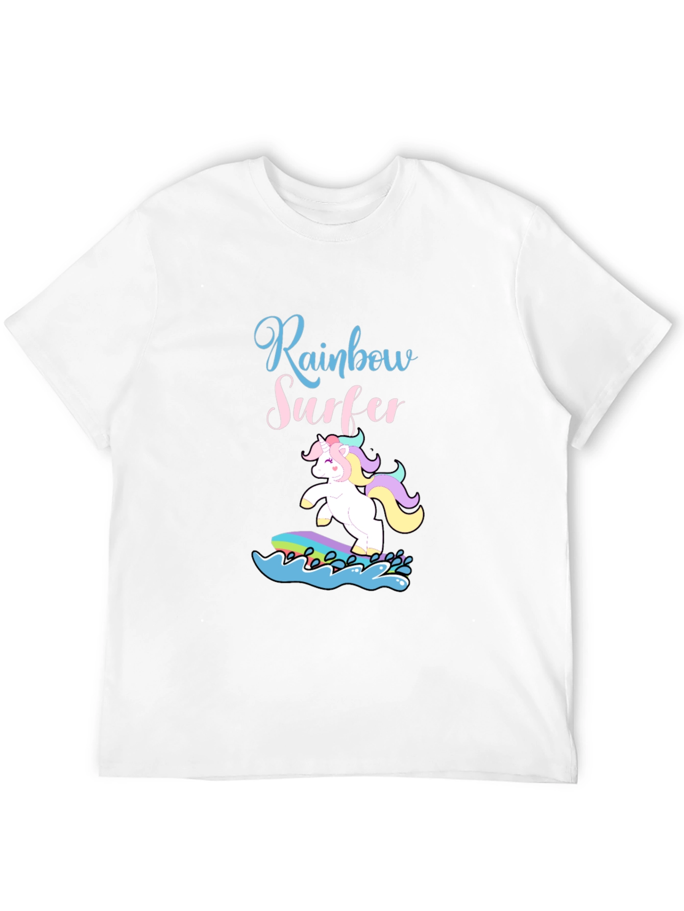 Black Rainbow Surfer Unicorn Graphic Tee - Black Cotton T-Shirt view 12