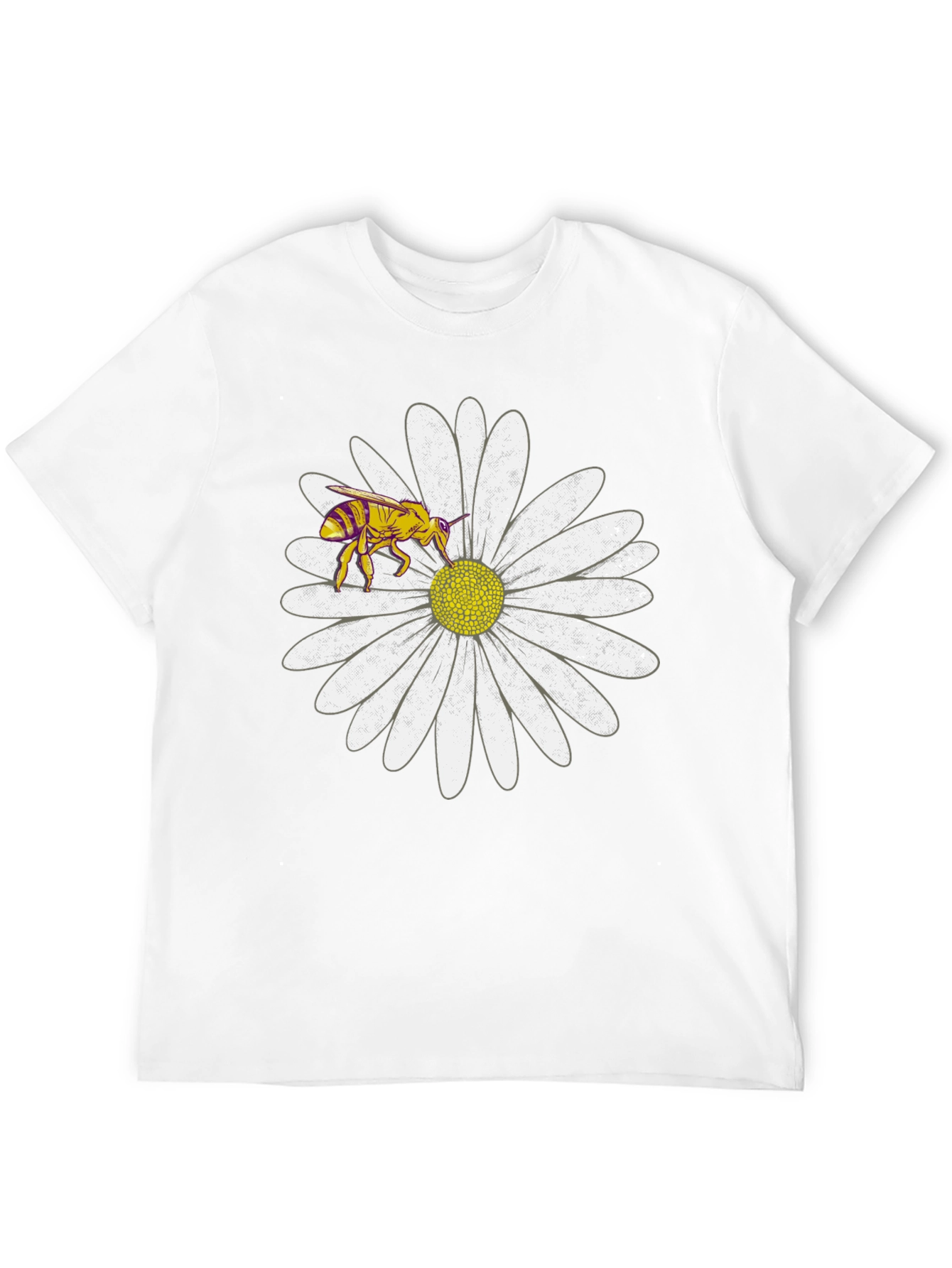 Black Bee on Daisy Graphic Tee - Black Cotton T-Shirt view 12