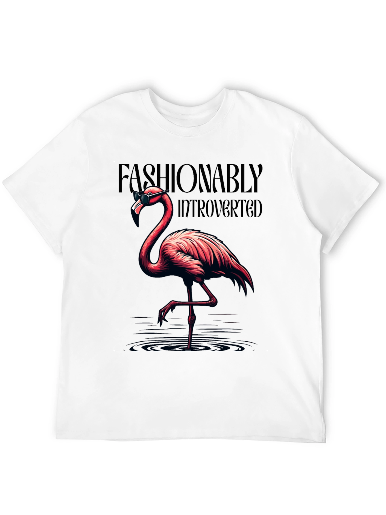 Black Fashionably Introverted Flamingo T-Shirt view 12