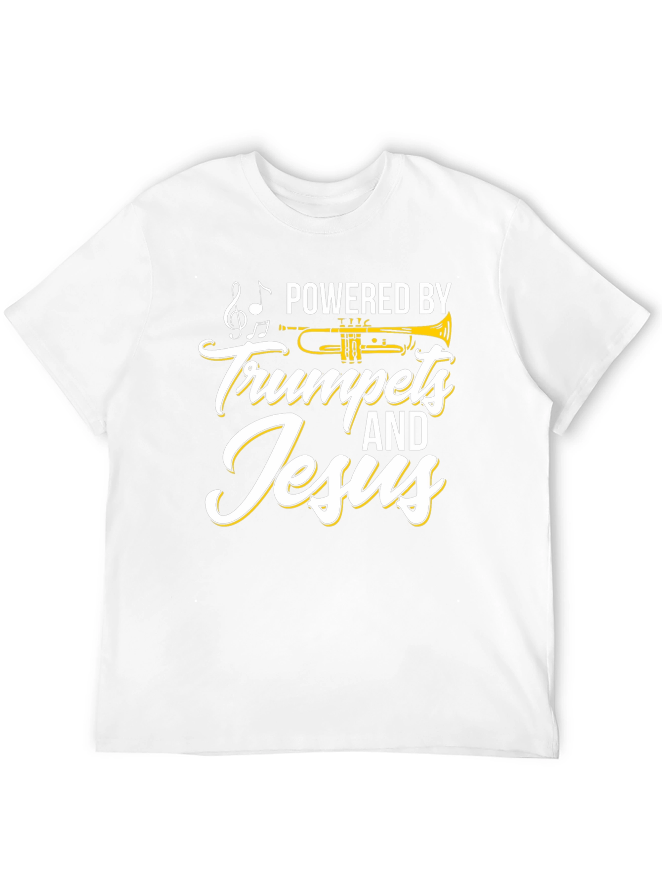 Black Powered by Trumpets & Jesus Black T-Shirt view 12