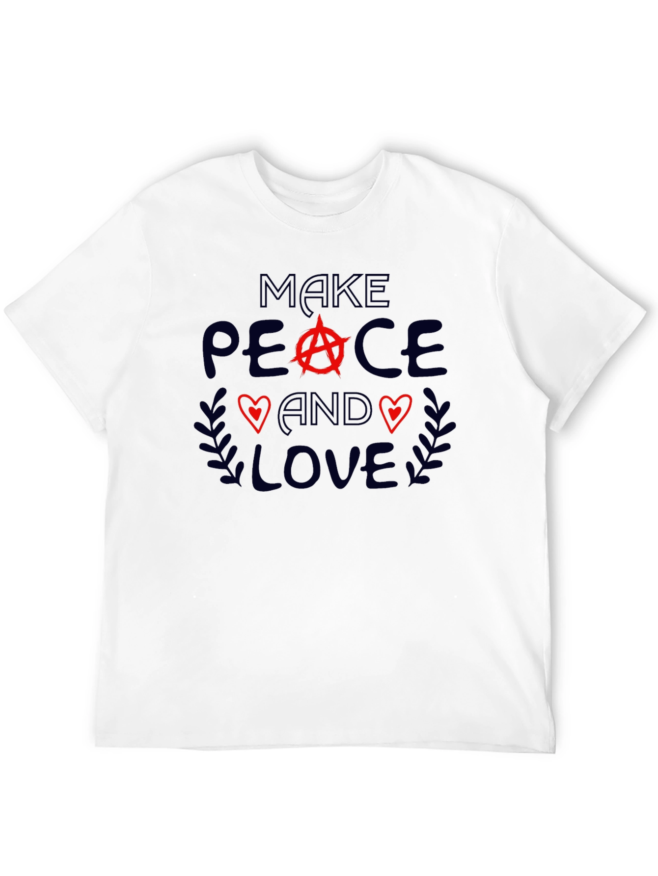 Black Make Peace and Love Graphic T-Shirt - Unisex view 12