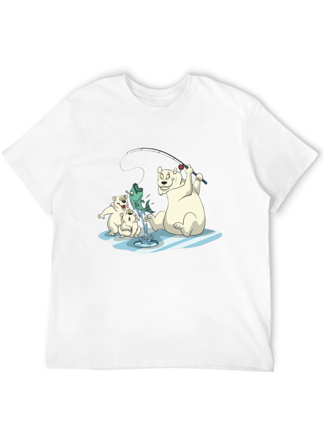 Black Polar Bear Fishing T-Shirt view 12