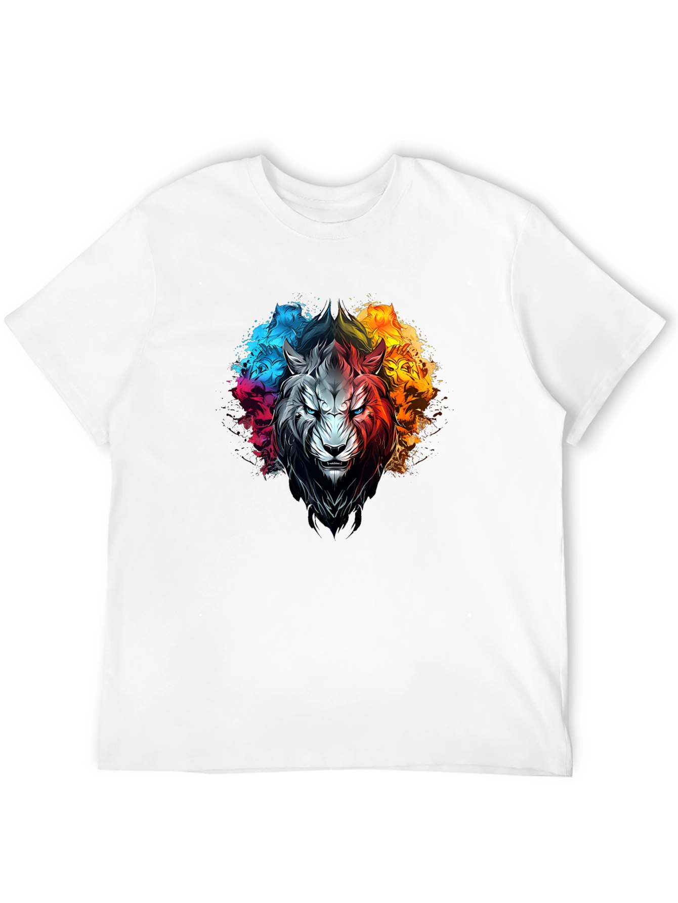 Black Colorful Lion Graphic Print T-Shirt view 12