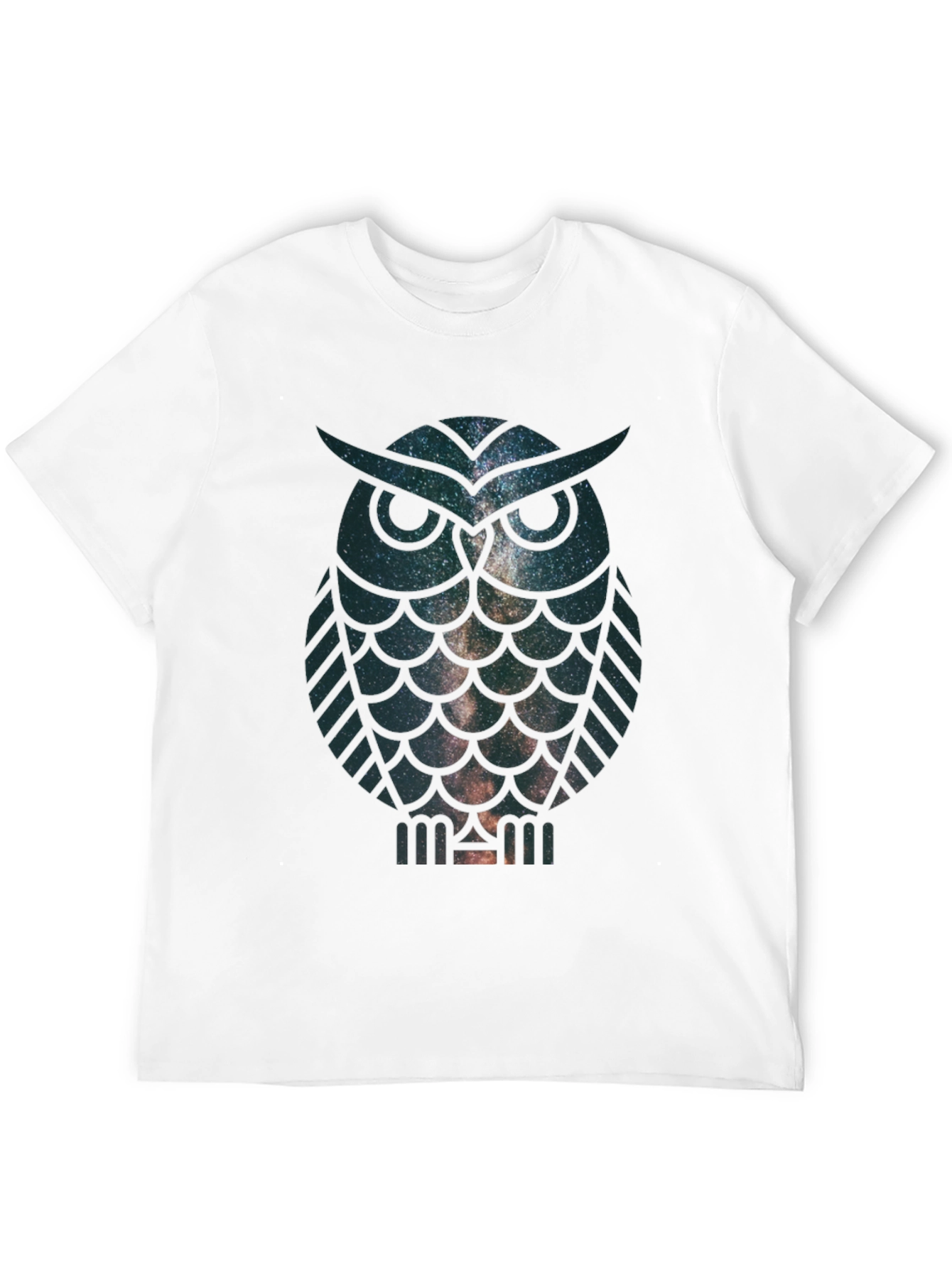 Black Galaxy Owl Graphic Print Crew Neck T-Shirt view 12