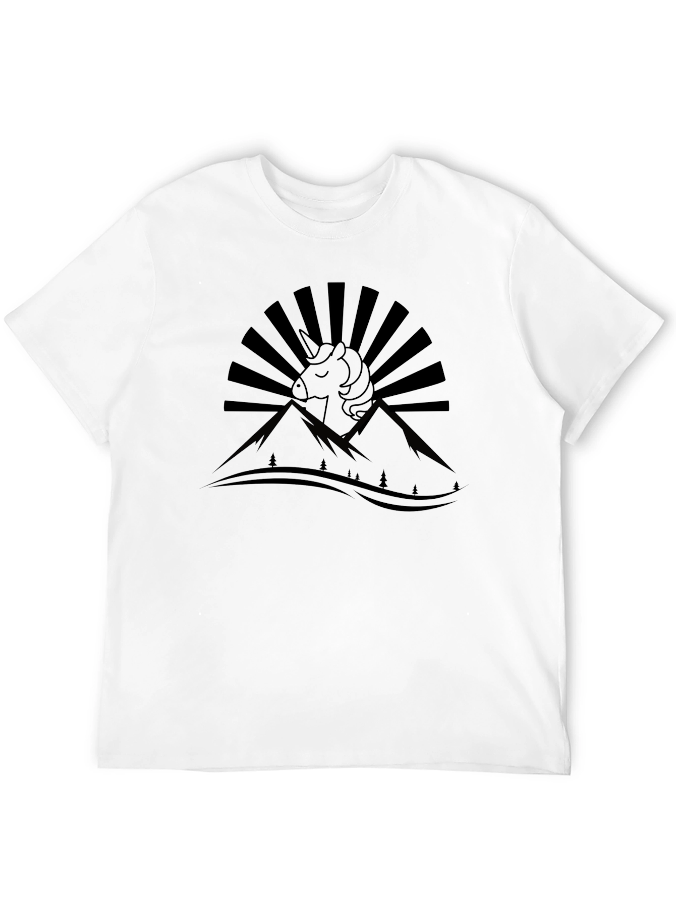 Black Unicorn Mountain Graphic Tee - Black Cotton T-Shirt view 12