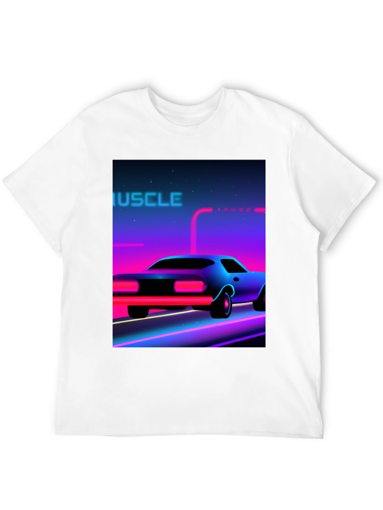 Black Retro Muscle Car Graphic Tee - Black Cotton T-Shirt view 12