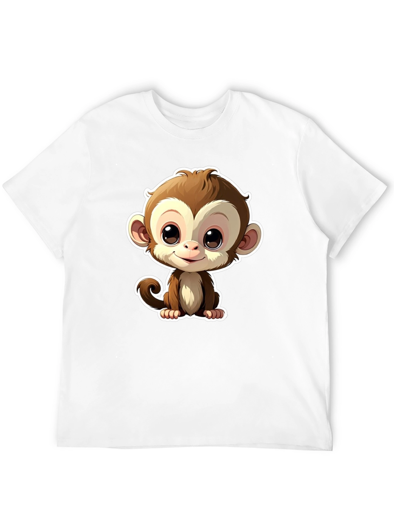 Black Cute Monkey Graphic Tee - Black Casual T-Shirt view 12