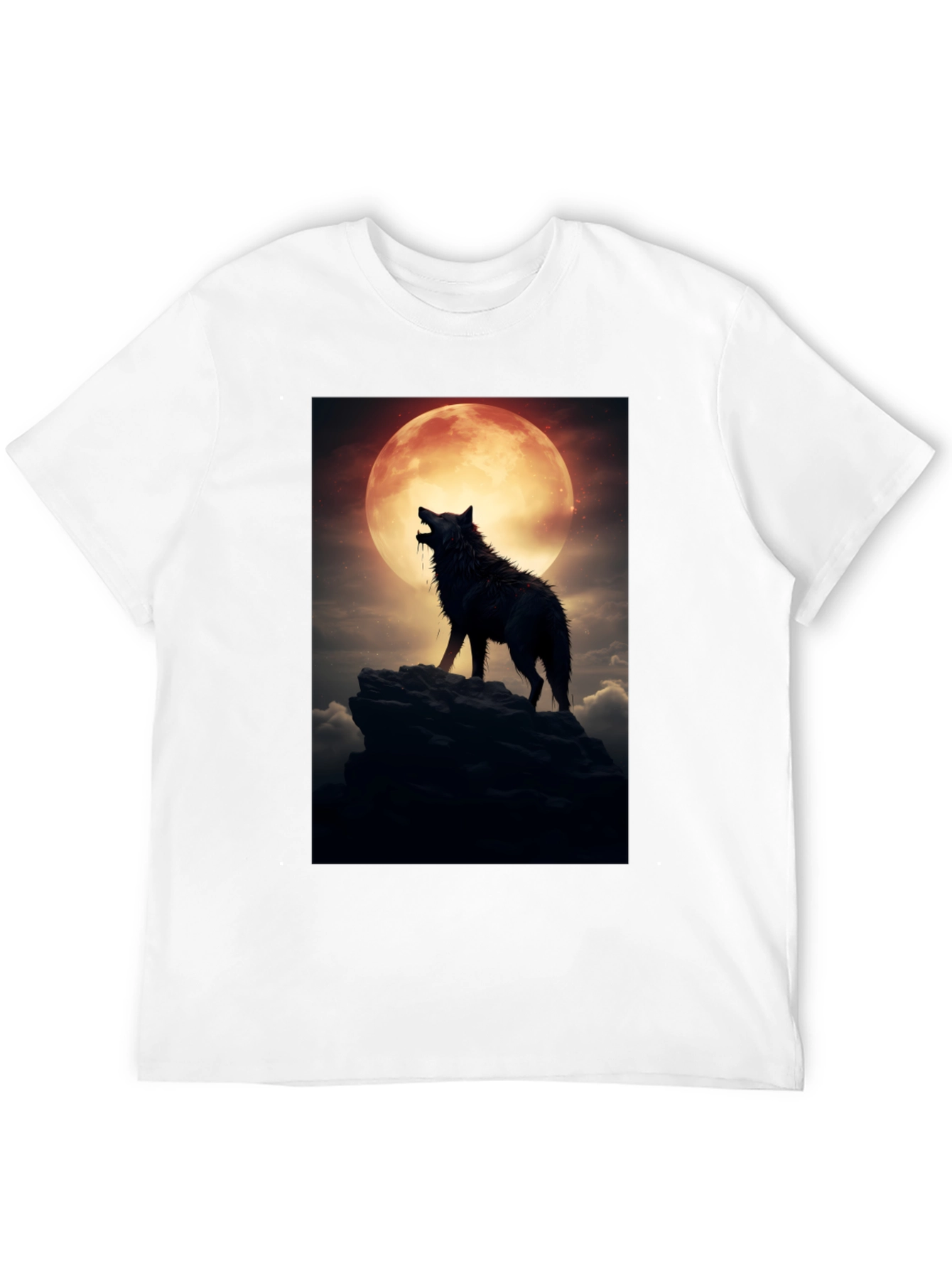 Black Wolf Howling at Moon Graphic Tee view 12