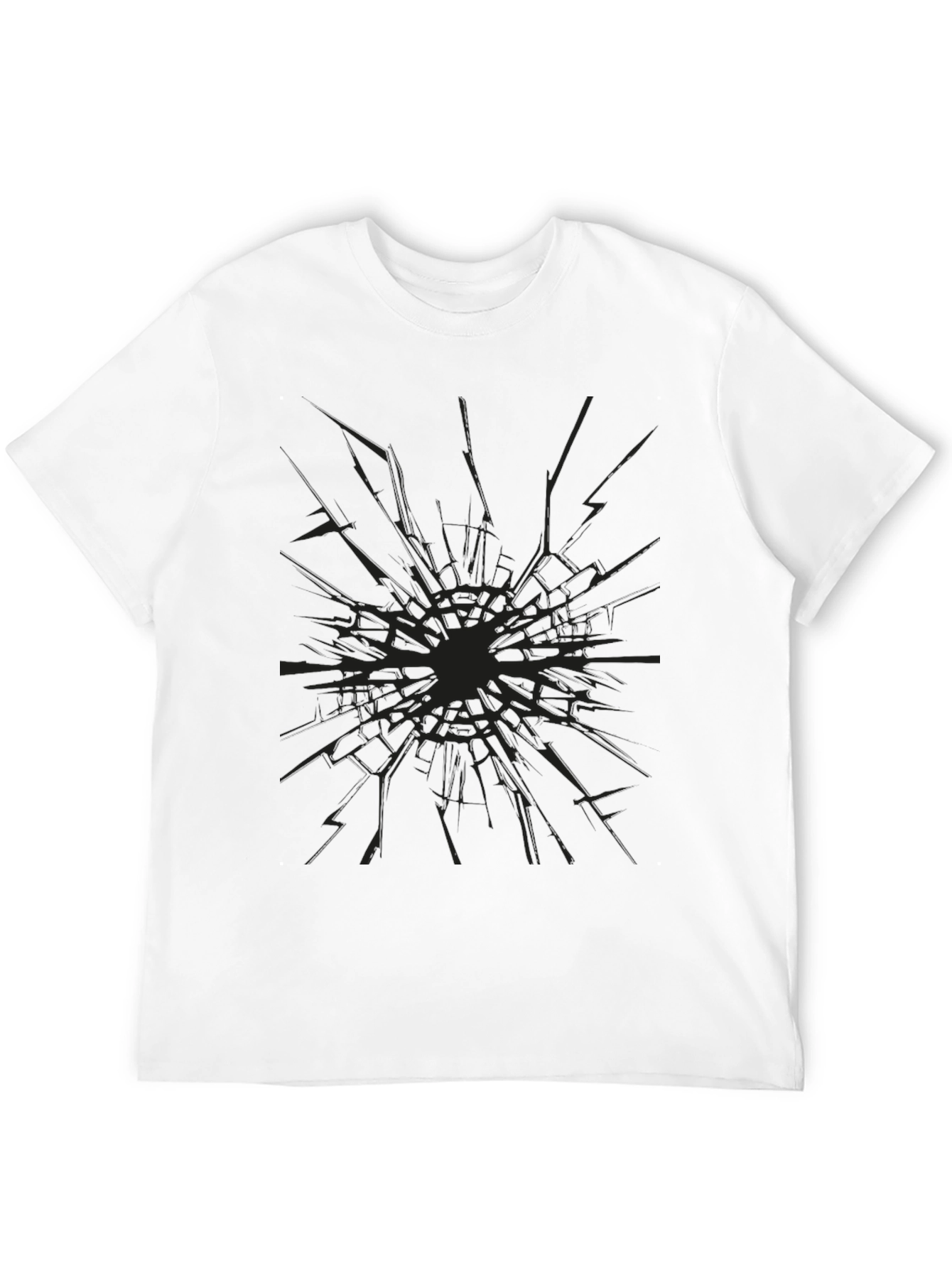 Black Cracked Glass Graphic Black T-Shirt view 12