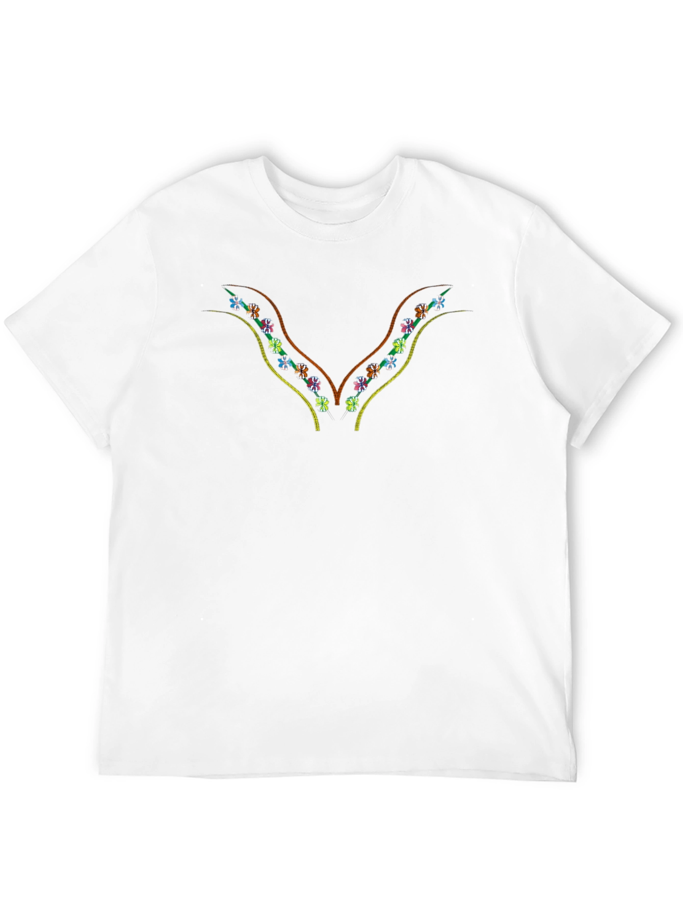 Black Embroidered Floral V-Neck Black T-Shirt view 12