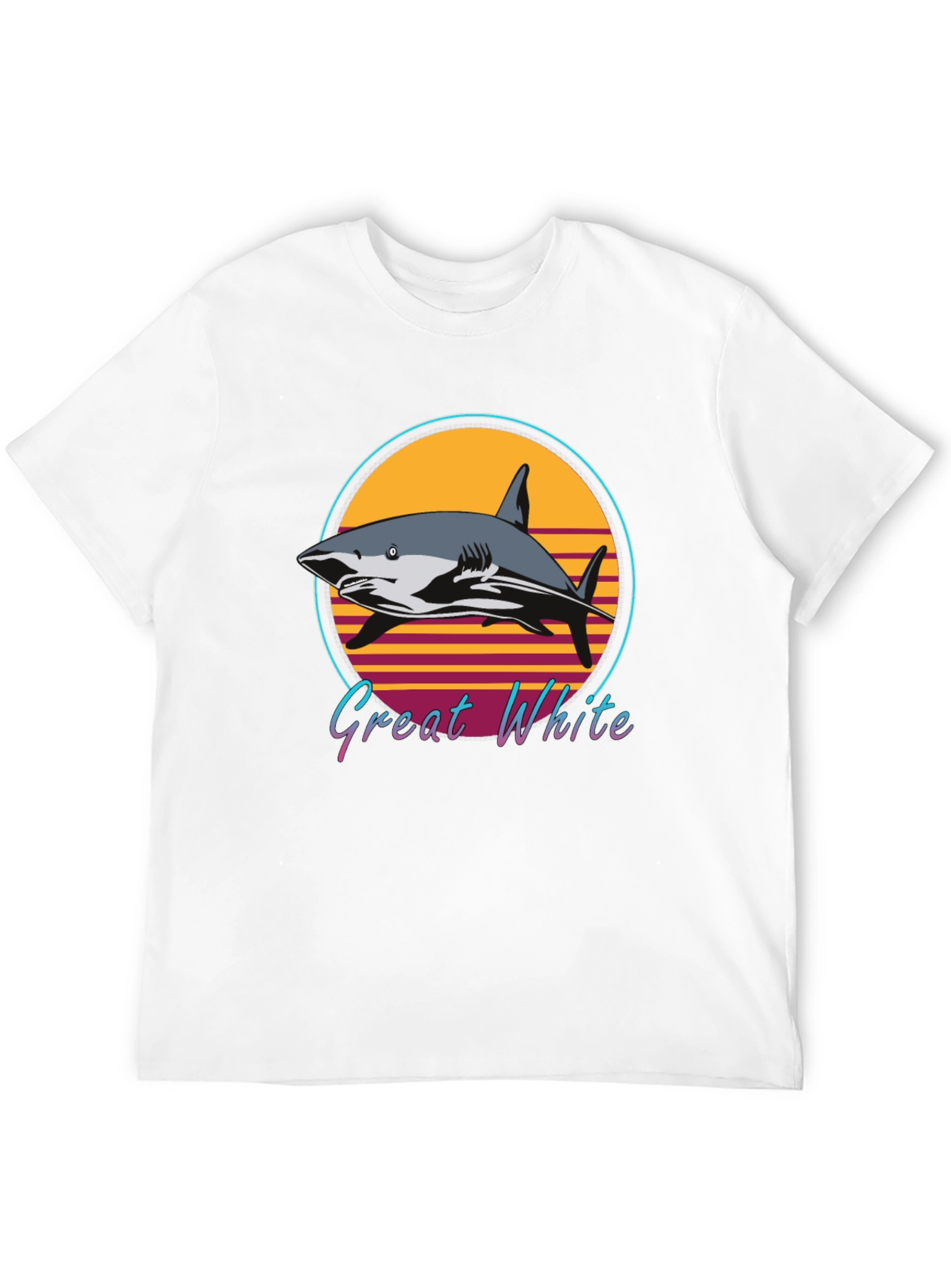 Black Great White Shark Retro Style T-Shirt view 12
