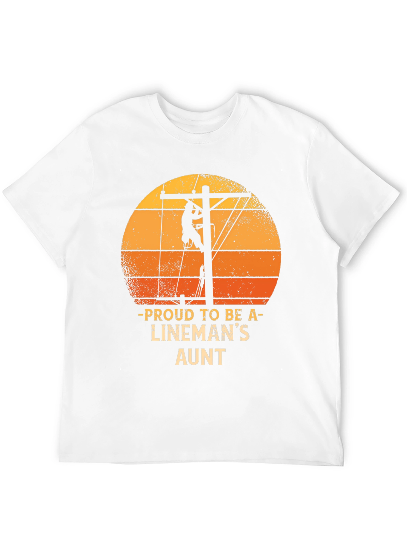 Black Proud Lineman's Aunt T-Shirt Retro Sunset Lineworker Tee view 12