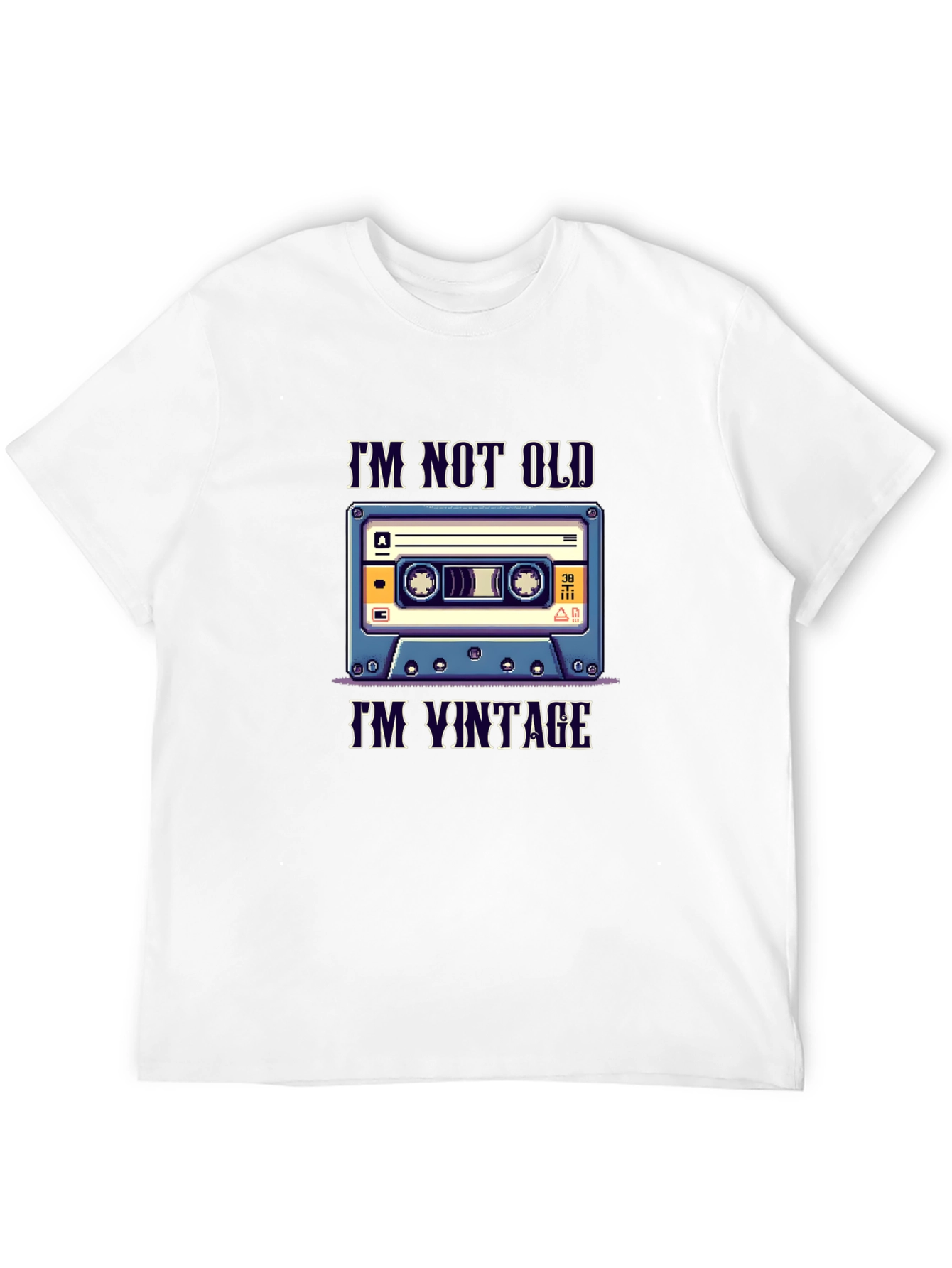 Black Vintage Cassette Tape T-Shirt - "I'm Not Old, I'm Vintage" view 12