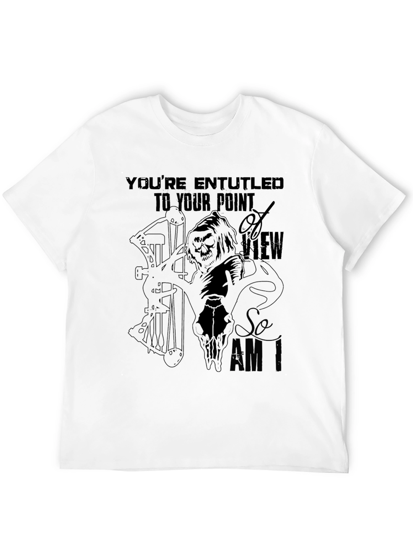 Black Grim Reaper Bow Hunting T-Shirt for Outdoor Enthusiasts view 12