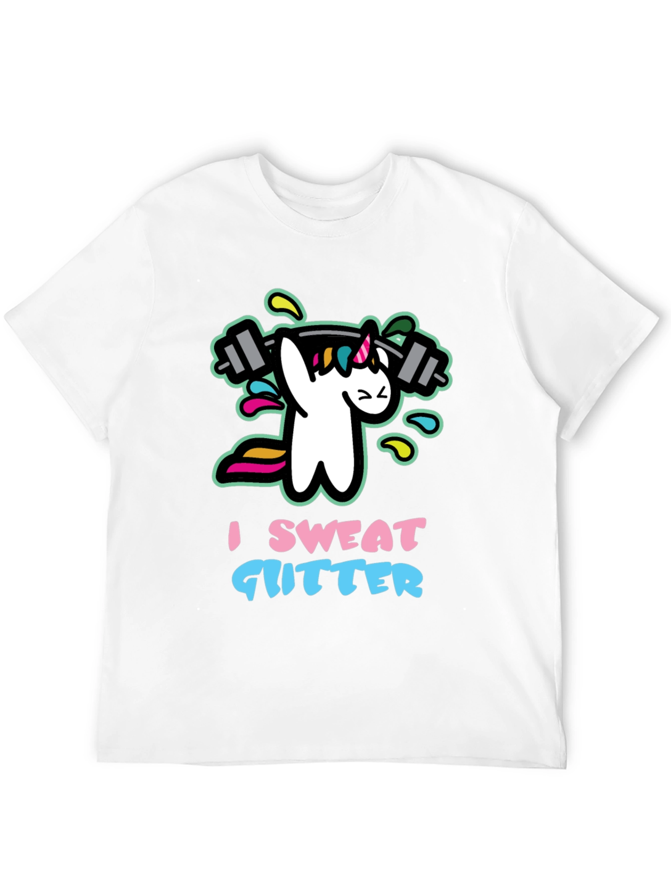 Black I Sweat Glitter Unicorn Gym Black T-Shirt view 12