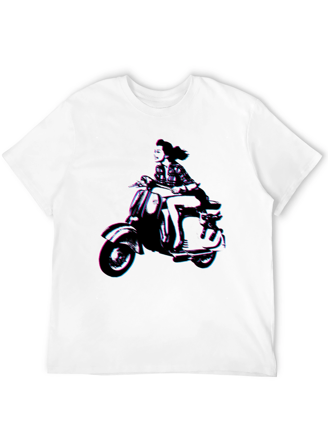 Black Retro Woman on Scooter Graphic Tee - Black view 12