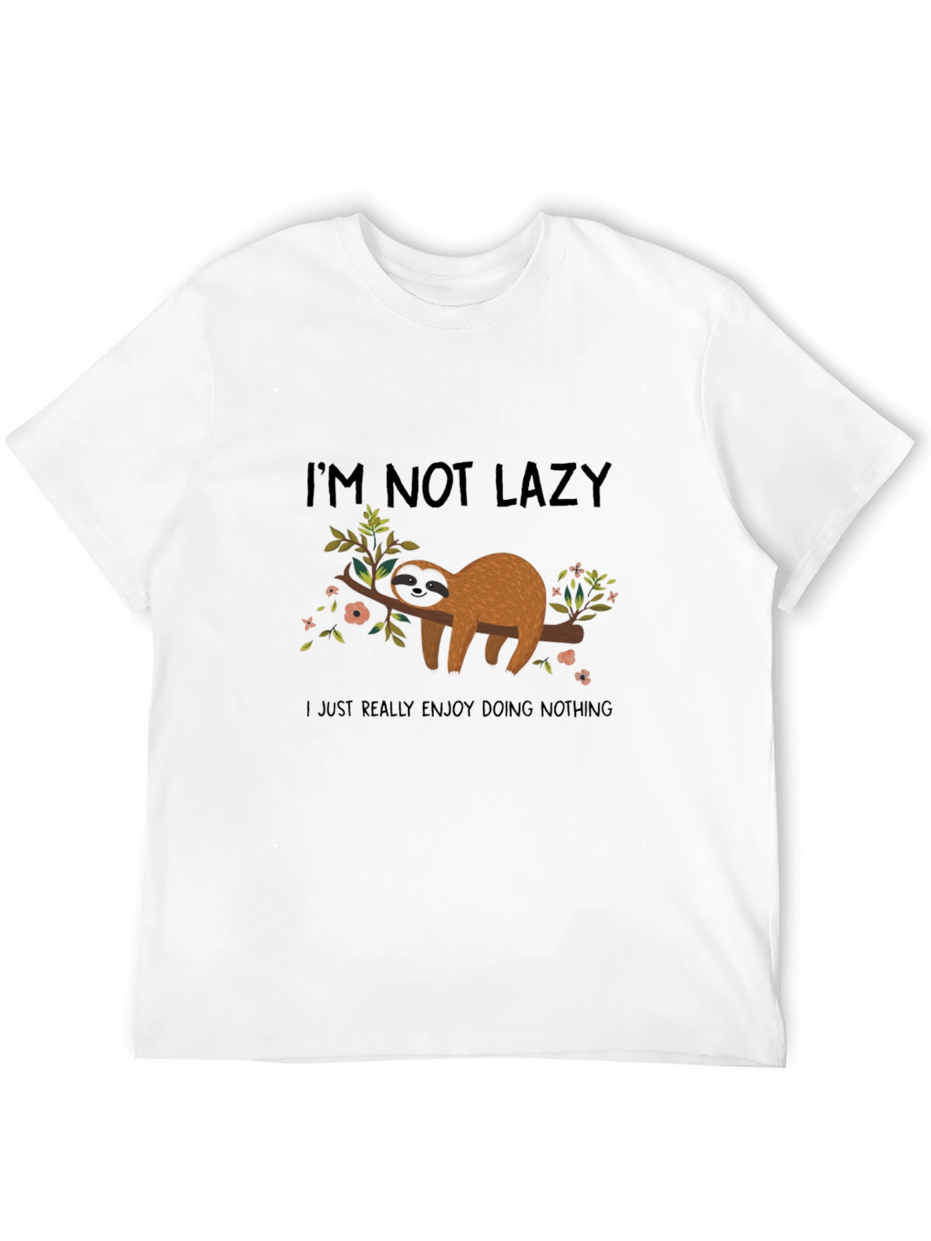 Black Funny Sloth Graphic Tee - I'm Not Lazy, Black view 12