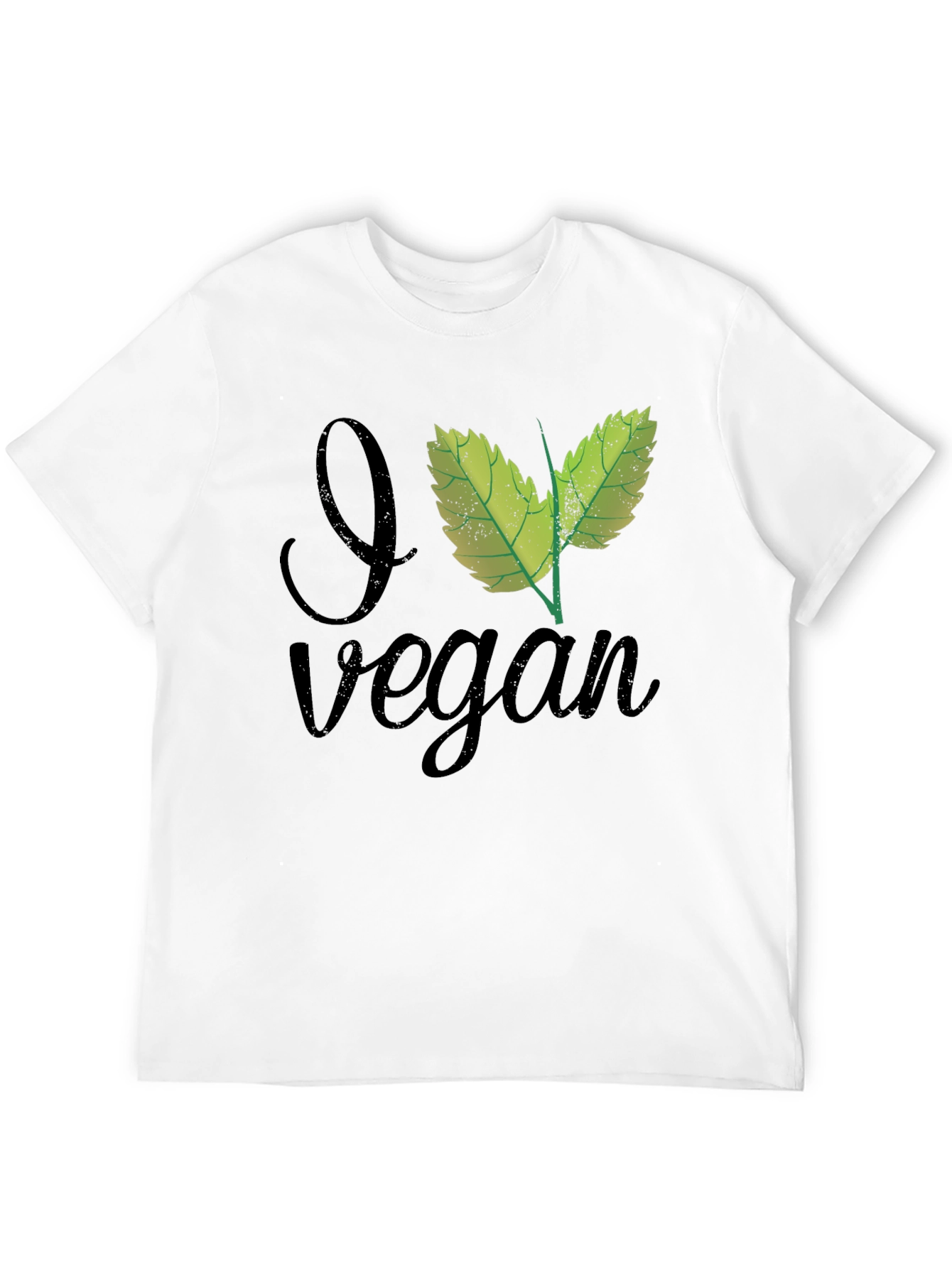 Black I Leaf Vegan T-Shirt - Black, Crew Neck view 12