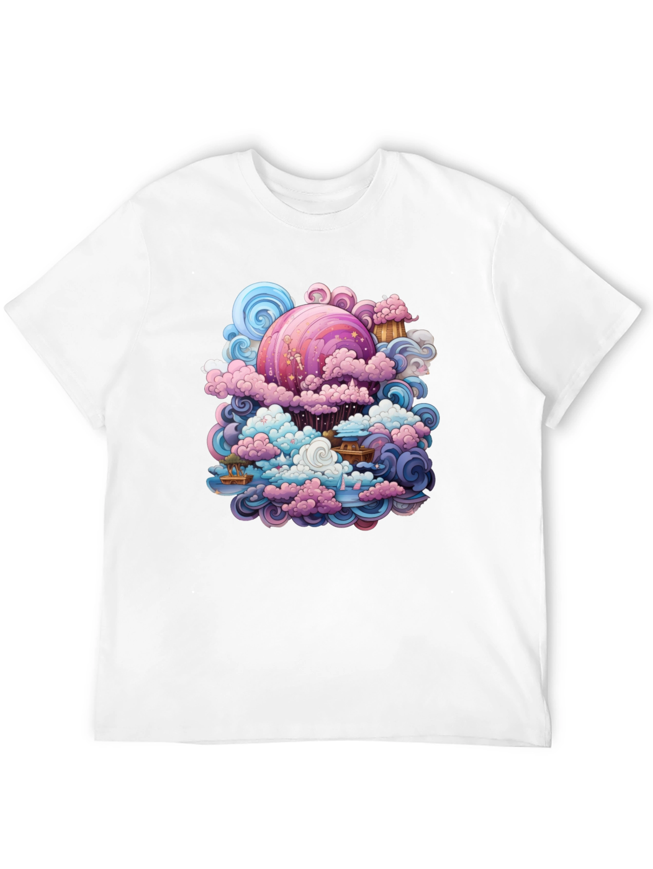 Black Whimsical Cloudscape Graphic Tee - Fantasy Design view 12