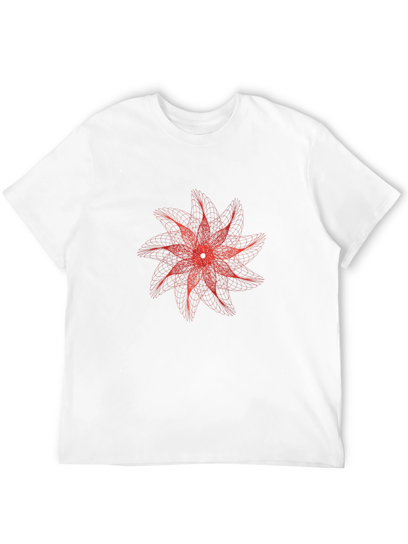 Black Geometric Red Flower Graphic Black T-Shirt view 12