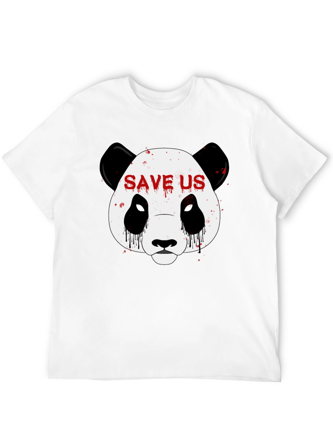 Black Save Us Panda Graphic Print Black T-Shirt view 12