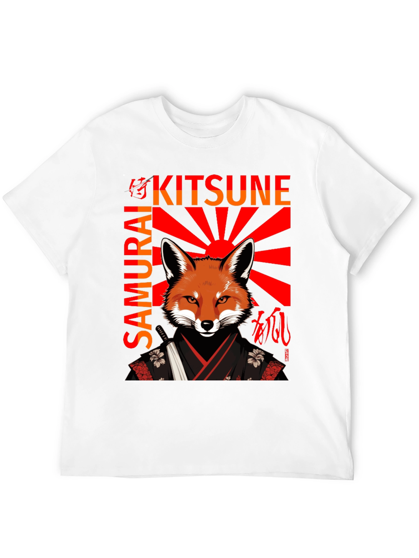 Black Samurai Kitsune T-Shirt Japanese Fox Warrior Design view 12