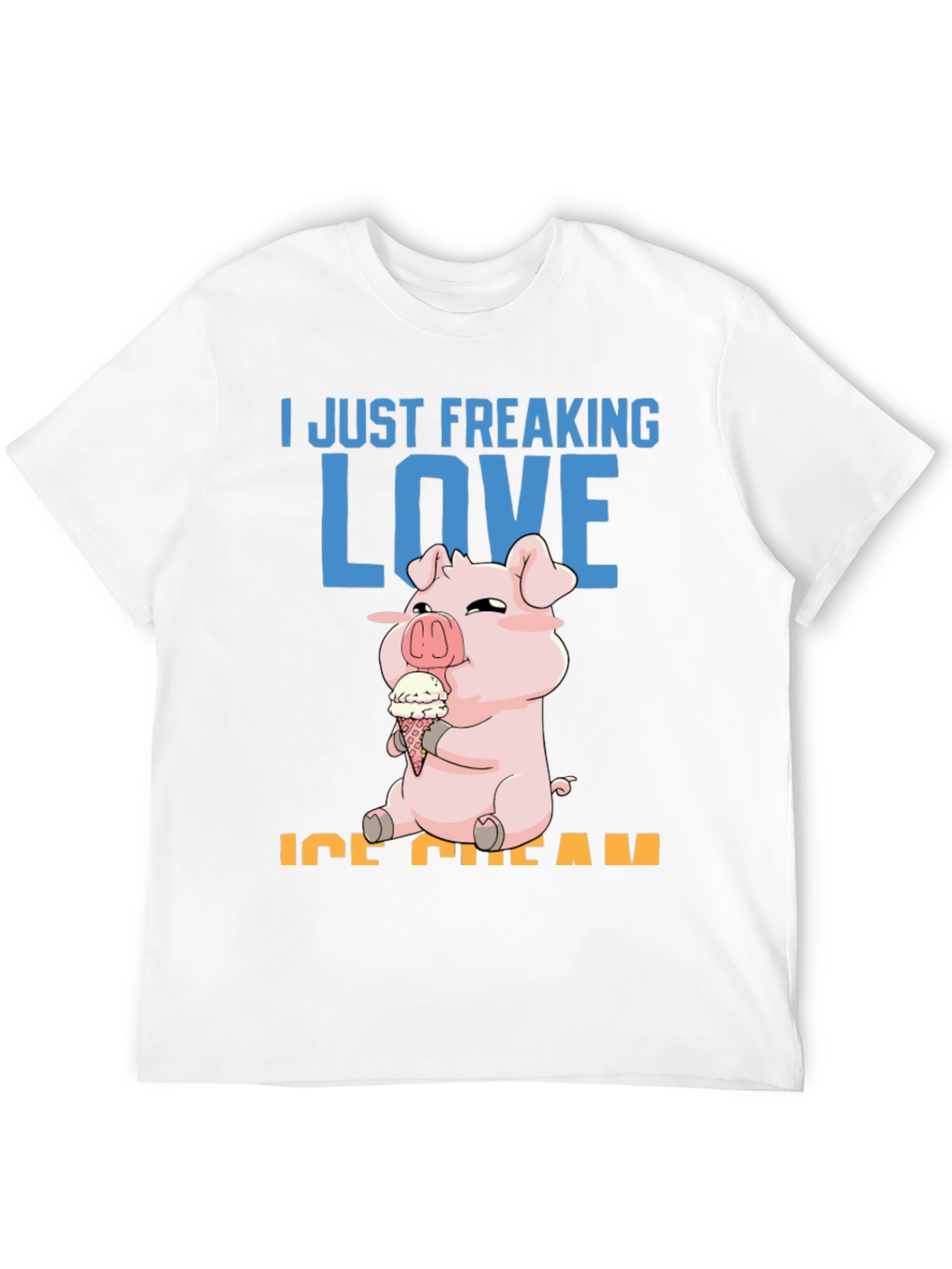 Black I Just Freaking Love Ice Cream Pig T-Shirt view 12