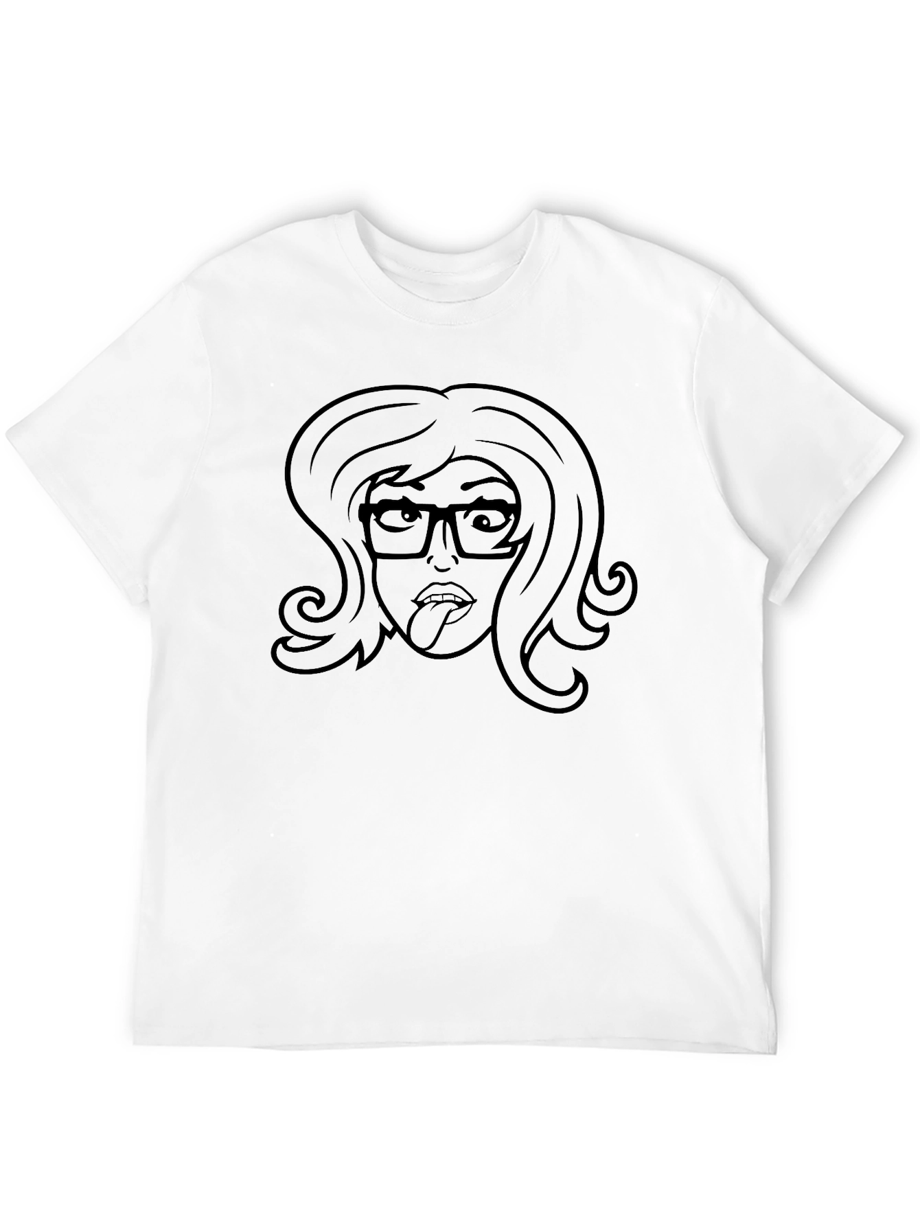 Black Funny Girl Face Graphic Tee - Black Unisex T-Shirt view 12