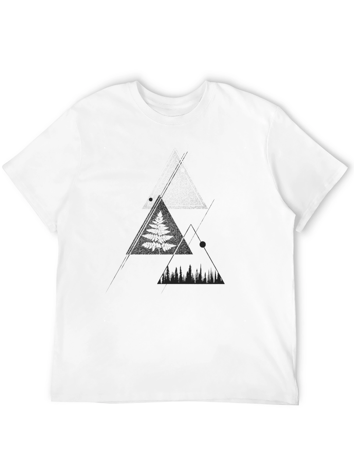 Black Abstract Mountain Scene Black Graphic Tee view 12