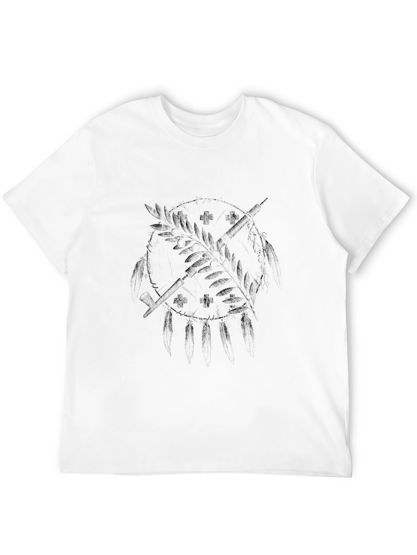 Black Men's Black Graphic Tee - Dreamcatcher Design view 12